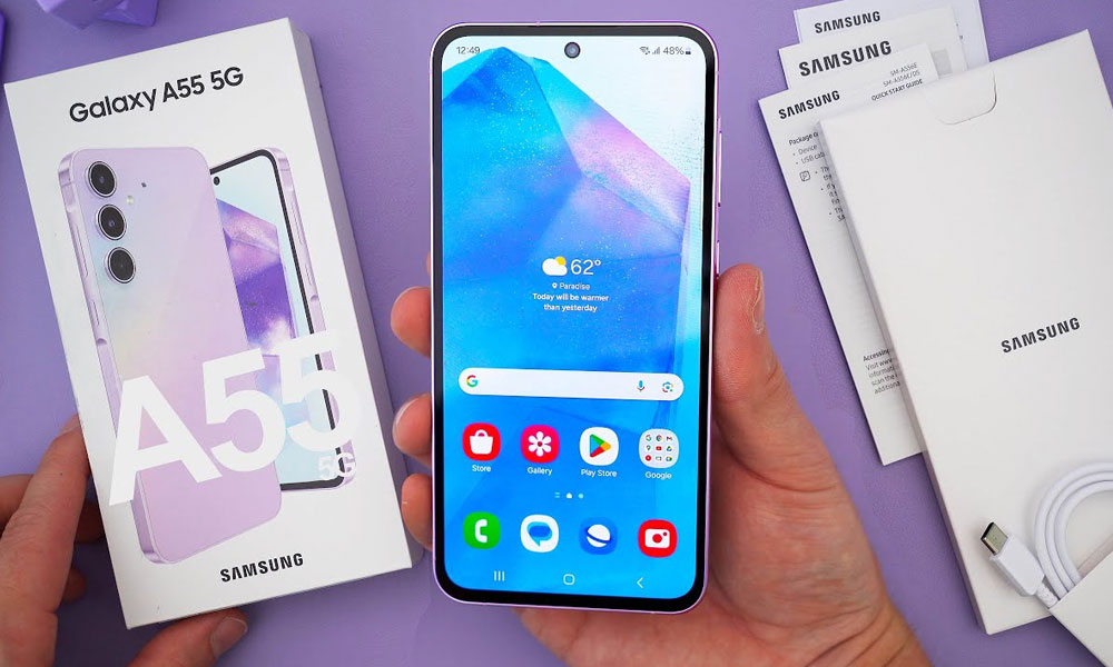 مقایسه صفحه نمایش گوشی A55 و گوشی A56